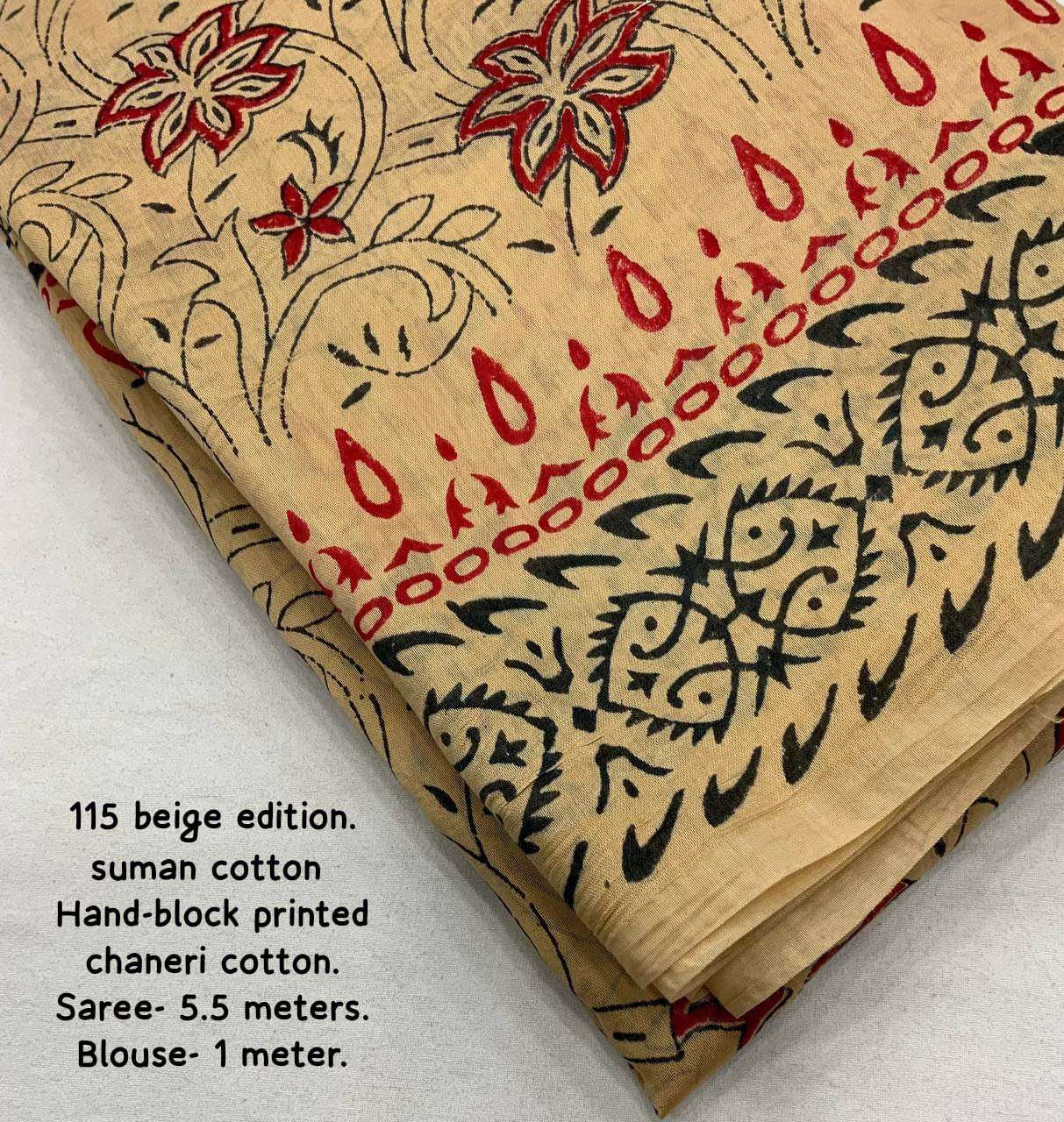 Chanderi Cotton Kesh118 115 Sarees  Printed Cotton Linen Chanderi Block Printed Sarees