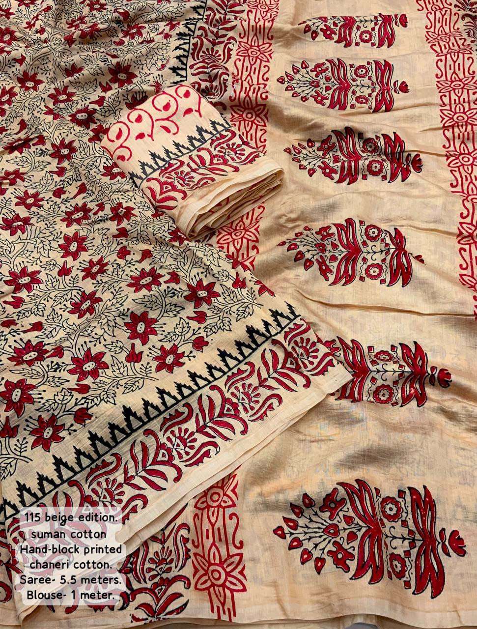 Chanderi Cotton Kesh118 115 Sarees  Printed Cotton Linen Chanderi Block Printed Sarees