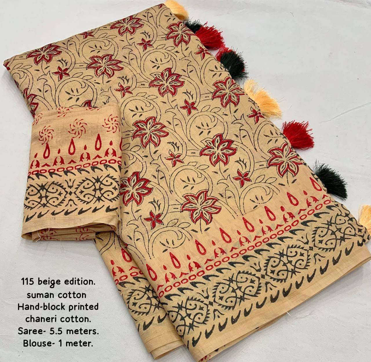 Chanderi Cotton Kesh118 115 Sarees  Printed Cotton Linen Chanderi Block Printed Sarees