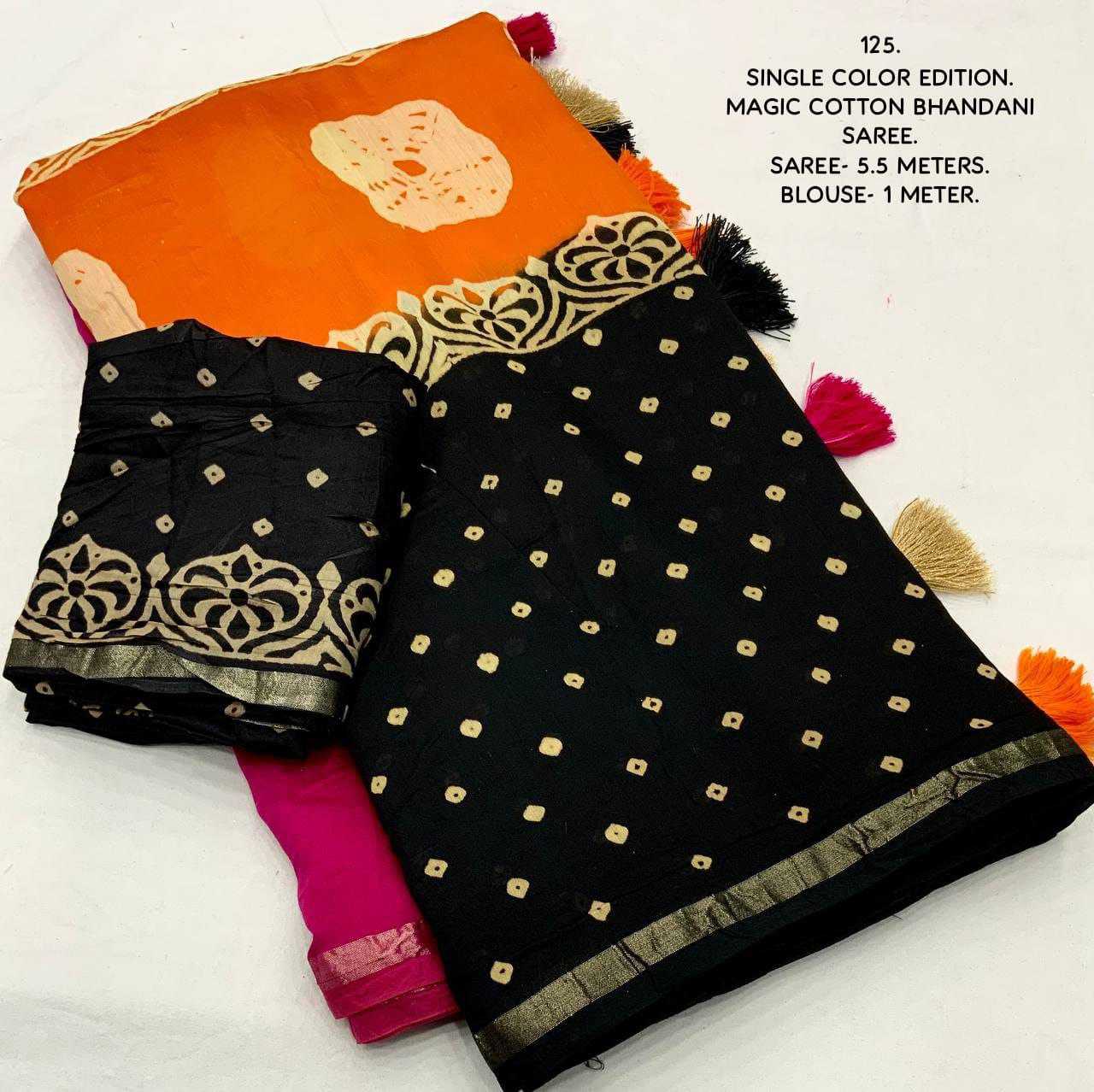 Chanderi Cotton Kesh118 125 Sarees  Cotton Linen Chanderi Bandhani Bandhej Zari Border Sarees