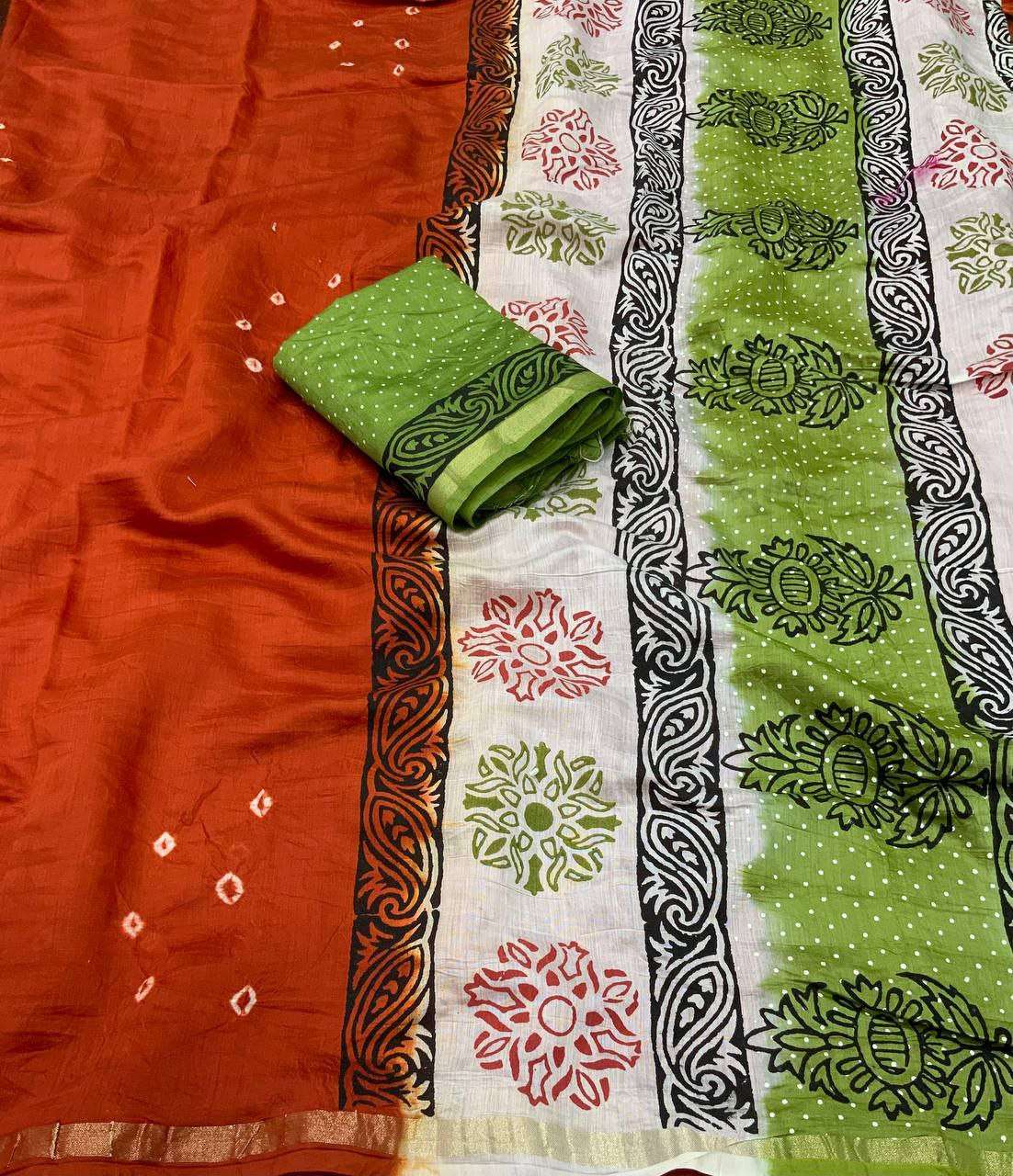 Chanderi Cotton Kesh118 135 Sarees  Printed Cottoon Linen Chanderi Zari Border Sarees