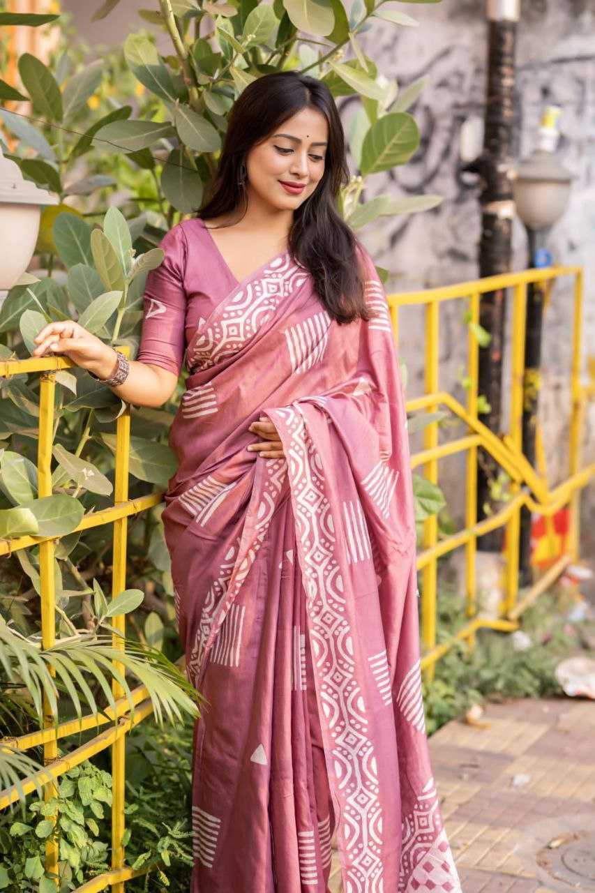 Chanderi Cotton Kesh118 166 Sarees  Printed Coton Linen Chanderi Batik Sarees