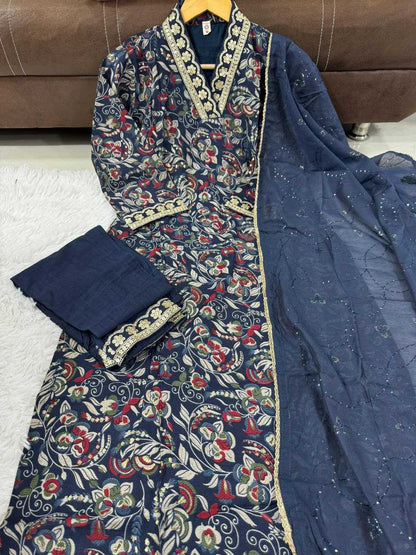 Chanderi Kesh214 262 Suit & Dresses  Printed Embroidery Chanderi Suit