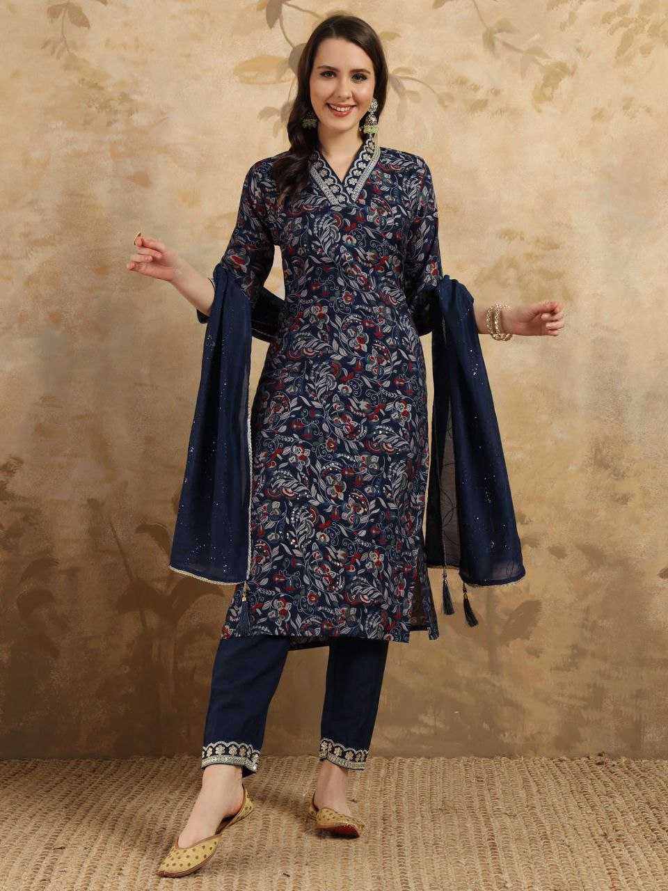 Chanderi Kesh214 262 Suit & Dresses  Printed Embroidery Chanderi Suit