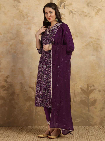 Chanderi Kesh214 262 Suit & Dresses  Printed Embroidery Chanderi Suit