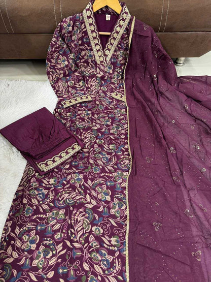 Chanderi Kesh214 262 Suit & Dresses  Printed Embroidery Chanderi Suit