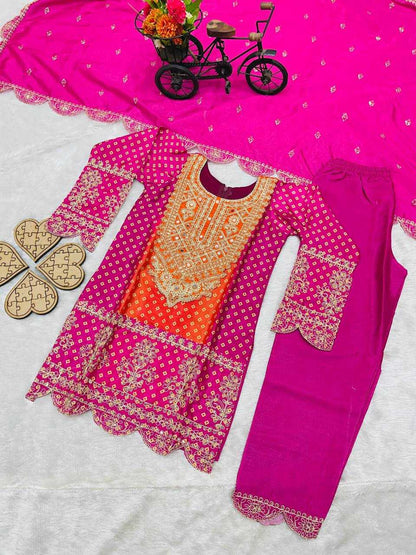 Chanderi Silk Rin154 186 Kids Wear  Kids Suit