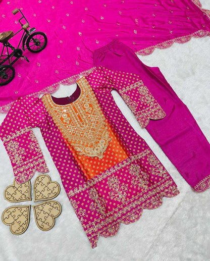 Chanderi Silk Rin154 186 Kids Wear  Kids Suit