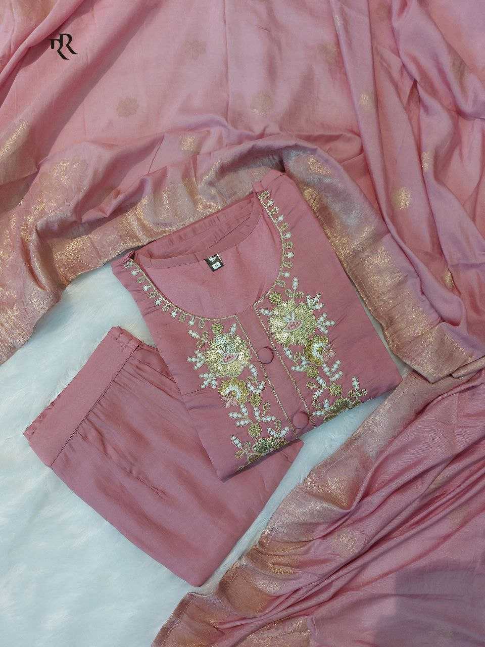 Chanderi Silk Rin201 Rrd36 Suits & Dresses  Ladies Embroidery Long Kurti Chanderi Suits Manufacture