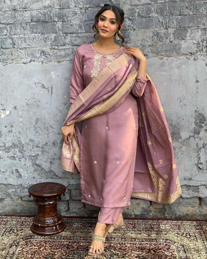 Chanderi Silk Rin201 Rrd36 Suits & Dresses  Ladies Embroidery Long Kurti Chanderi Suits Manufacture