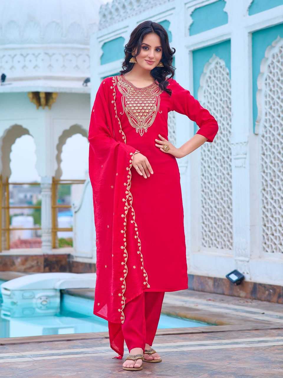 Chanderi Soft Dcv 103 Suits  Ladies Dresses Embroidery Suits