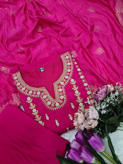 Chanderi Soft Rin174 Akshara Suits & Dresses  Ladies Ladies Silk Party Wear Wedding Chanderi Suits