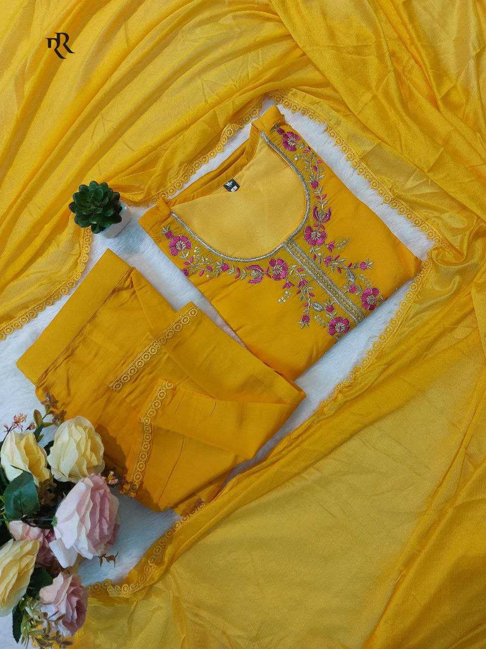 Chanderi Soft Rin201 Rrd18 Suits & Dresses  Ladies Embroidery Chanderi Suits