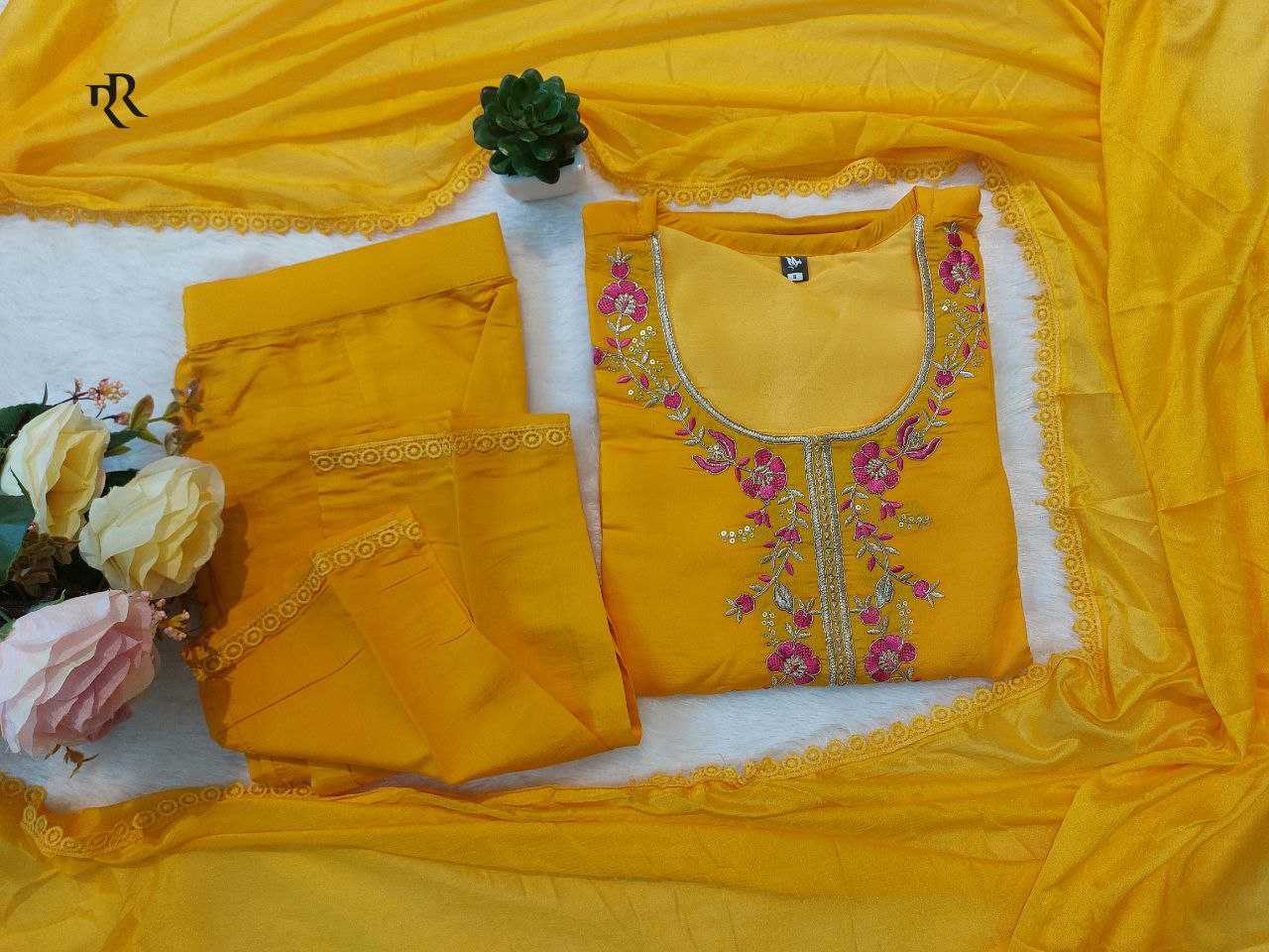 Chanderi Soft Rin201 Rrd18 Suits & Dresses  Ladies Embroidery Chanderi Suits