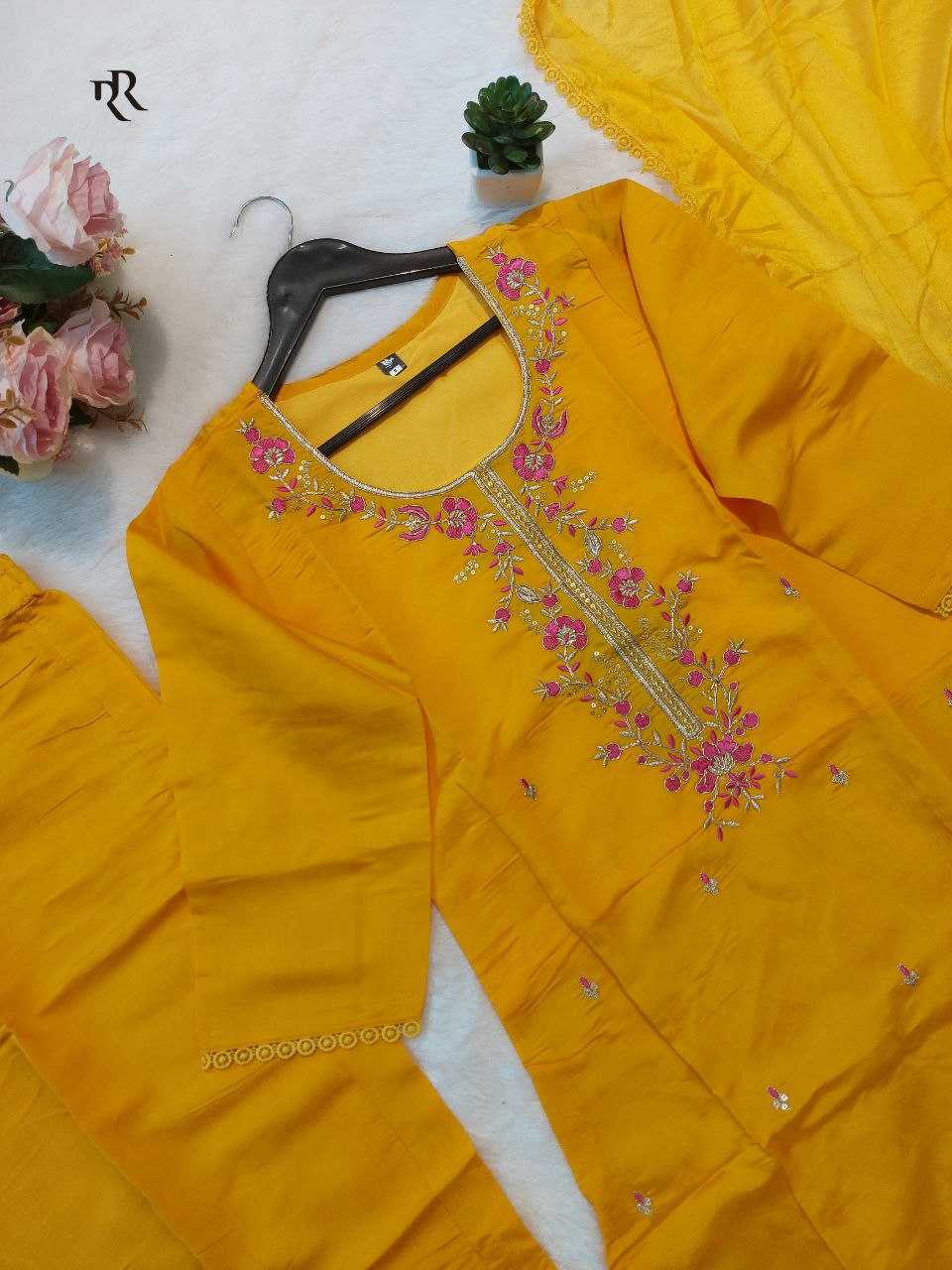 Chanderi Soft Rin201 Rrd18 Suits & Dresses  Ladies Embroidery Chanderi Suits