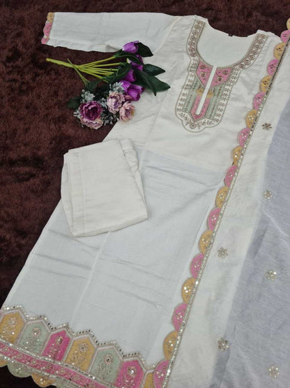 Chanderi Soft Smc 05 Suits & Dresses  Ladies Embroidery Chanderi Suits