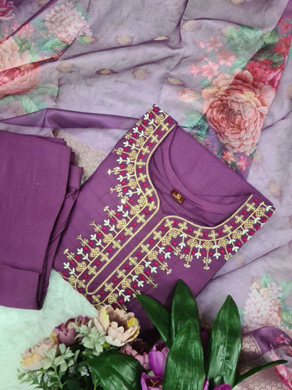 Chanderi Soft Smc 06 Suits & Dresses  Ladies Embroidery Chanderi Suits