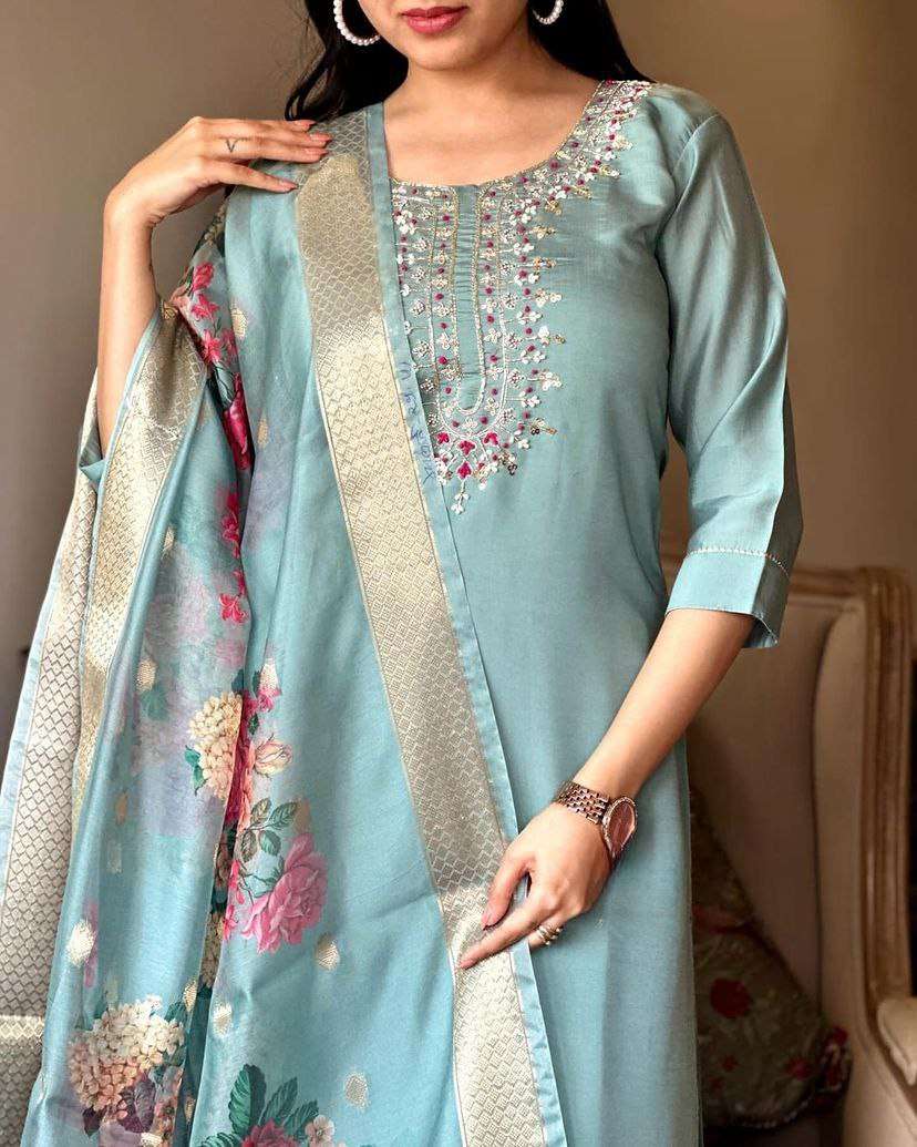 Chanderi Soft Smc 06 Suits & Dresses  Ladies Embroidery Chanderi Suits