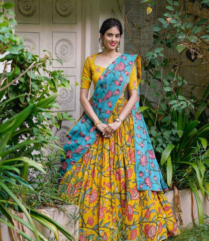 Chent Crep Kesh119 380 Lehengas  Kalamkari Traditional Printed Lehengas