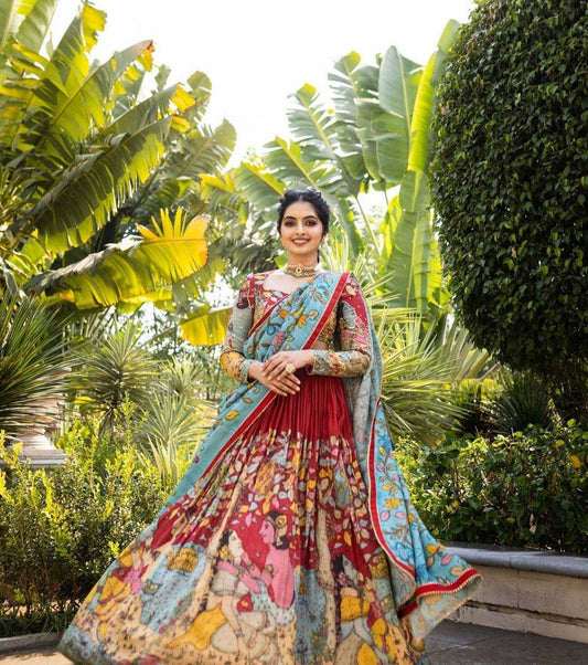 Chent Crep Kesh119 401 Lehengas  Kalamkari Traditional Printed Lehengas Manufacture