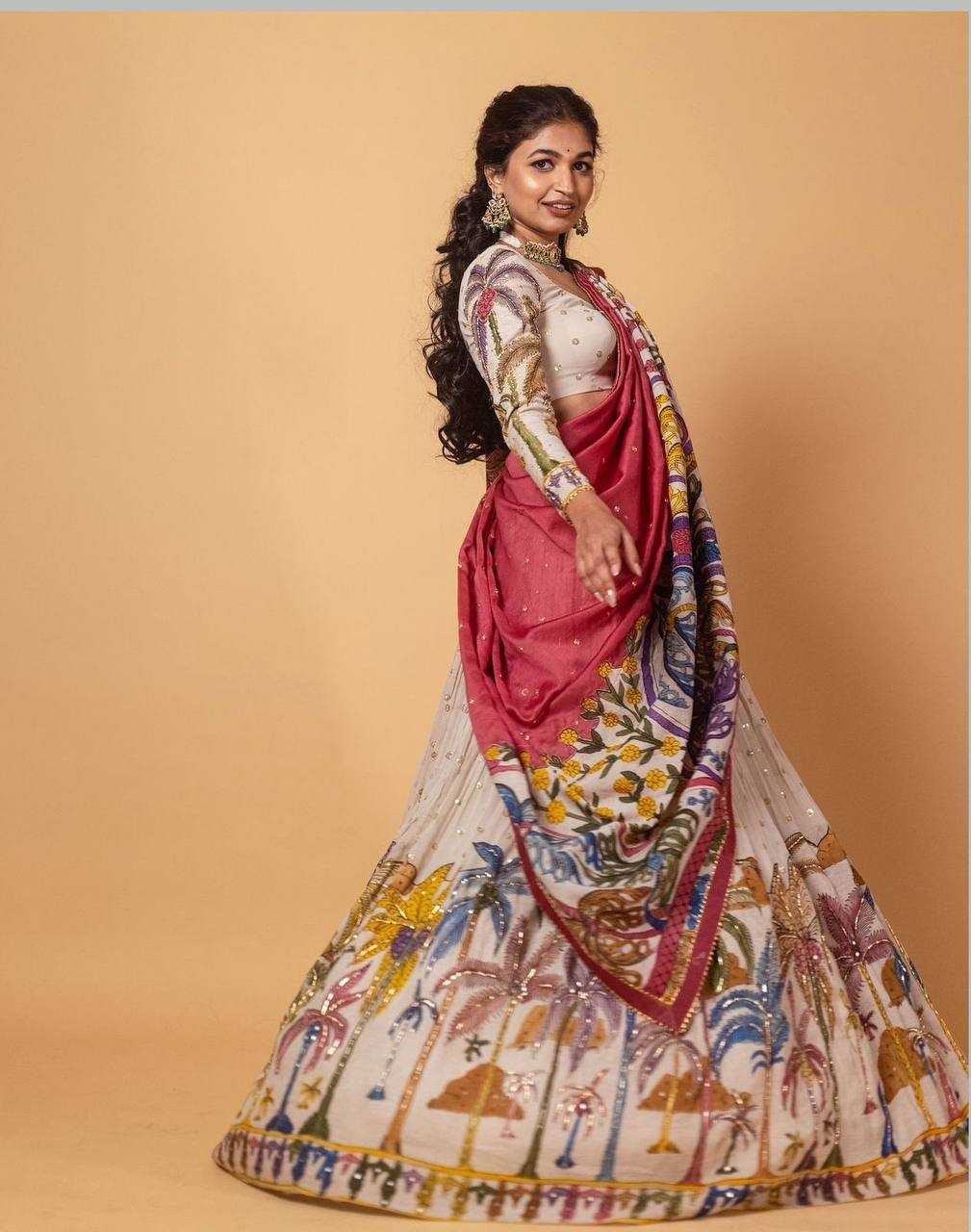 Chent Crep Kesh119 456 Lehengas  Kalamkari Printed Lehenga With Blouse Lehenga With Dupatta