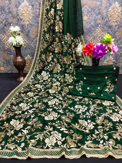 Chiffon Kesh114 Neelam Sarees  Chiffon Zari Border Embroidered Swarovski Work Diwali Wedding Sarees