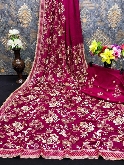 Chiffon Kesh114 Neelam Sarees  Chiffon Zari Border Embroidered Swarovski Work Diwali Wedding Sarees