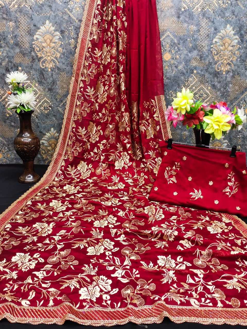 Chiffon Kesh114 Neelam Sarees  Chiffon Zari Border Embroidered Swarovski Work Diwali Wedding Sarees