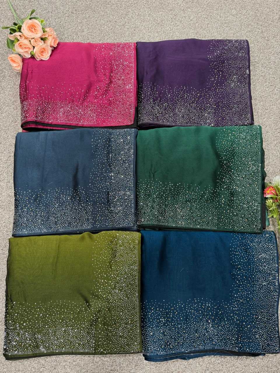 Chiffon Kesh130 Crystalshine Sarees  Party Wear Half Chiffon Half And Half Sarees