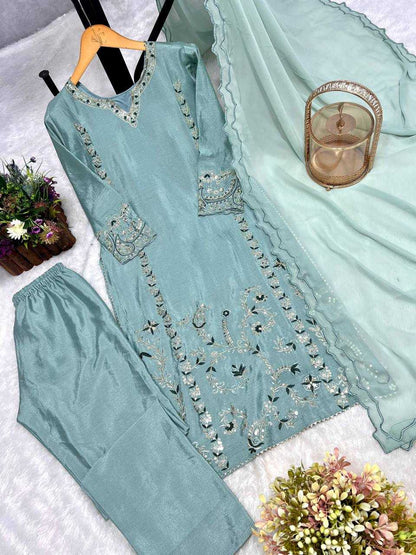 Chiffon Kesh228 569 Suits & Dresses Islamic Clothing  Pakistani Embroidery Ladies Silk Long Kurtis Suits