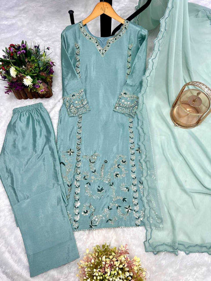 Chiffon Kesh228 569 Suits & Dresses Islamic Clothing  Pakistani Embroidery Ladies Silk Long Kurtis Suits