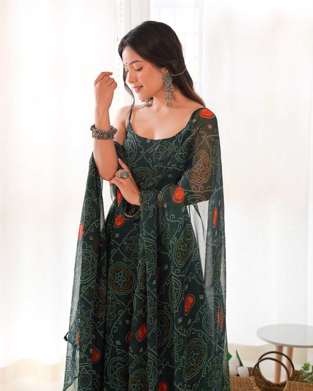 Chiffon Kesh229 31 Gowns  Printed Anarkali Long Sleevelees Chiffon Gowns