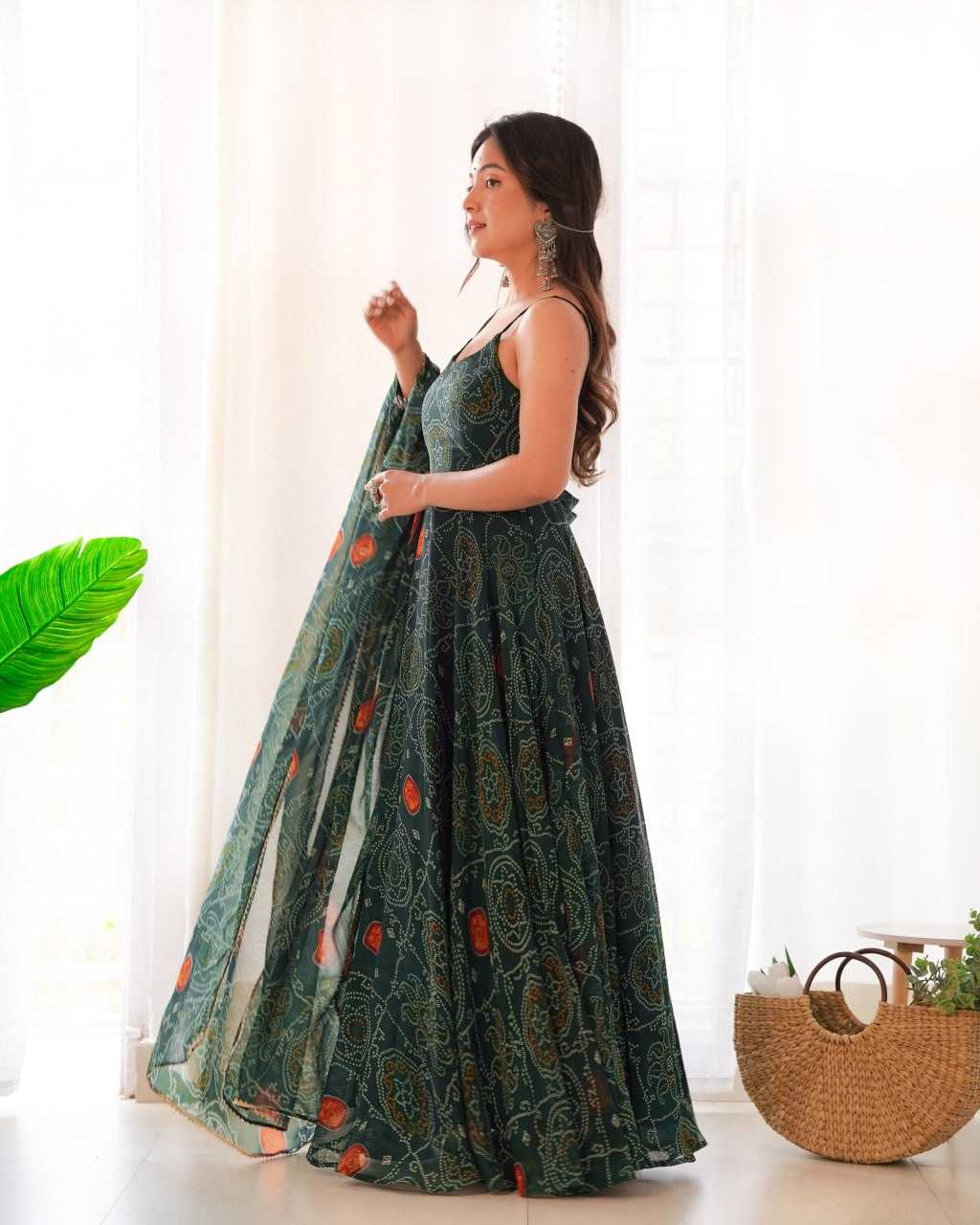 Chiffon Kesh229 31 Gowns  Printed Anarkali Long Sleevelees Chiffon Gowns