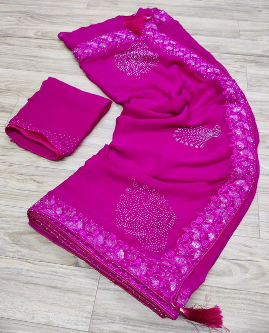 Chiffon Nsd 18 Sarees  Fancy Chiffon Butta Sarees