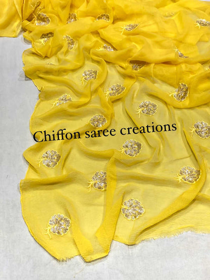 Chiffon Nsd 30 Sarees  Fancy Butta Chiffon Sarees E