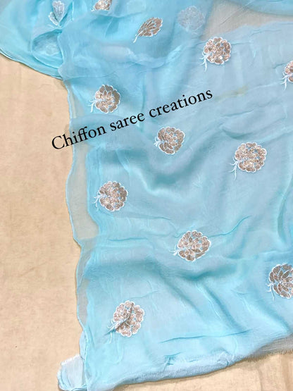 Chiffon Nsd 30 Sarees  Fancy Butta Chiffon Sarees E