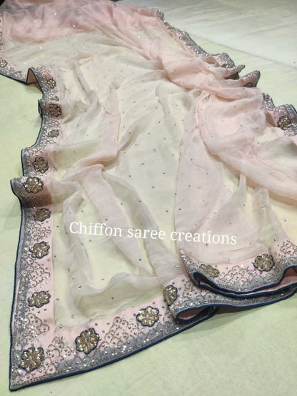 Chiffon Nsd 31 Sarees  Fancy Chiffon Hand Work Sarees