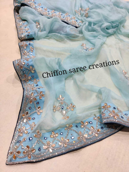 Chiffon Nsd 31 Sarees  Fancy Chiffon Hand Work Sarees