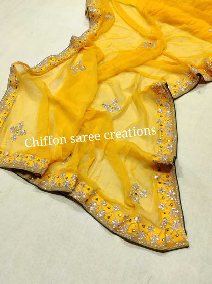 Chiffon Nsd 31 Sarees  Fancy Chiffon Hand Work Sarees