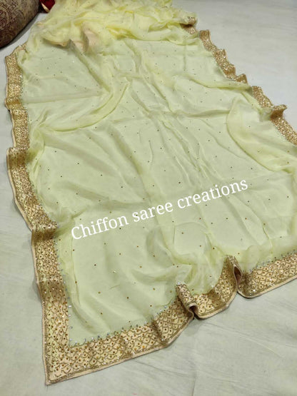 Chiffon Nsd 31 Sarees  Fancy Chiffon Hand Work Sarees