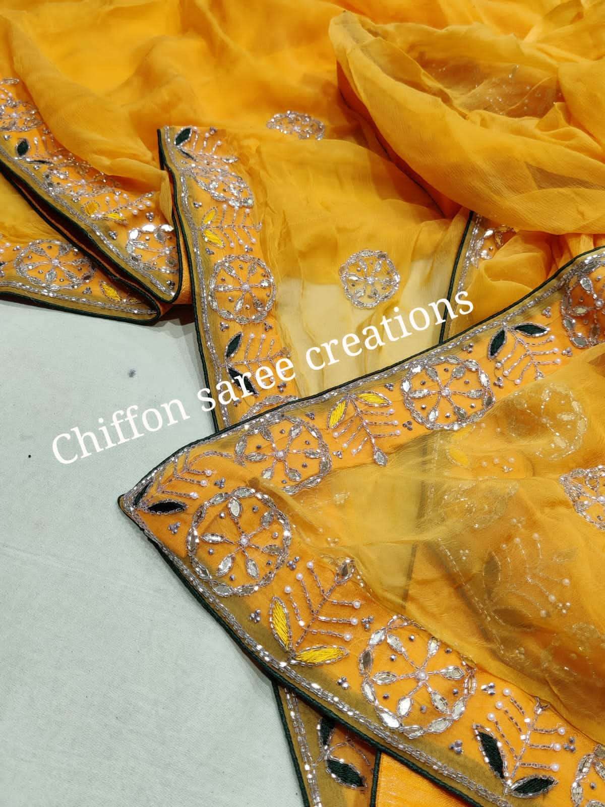 Chiffon Nsd 31 Sarees  Fancy Chiffon Hand Work Sarees