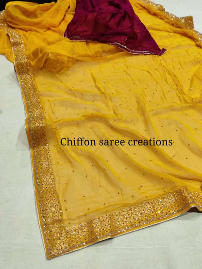 Chiffon Nsd 31 Sarees  Fancy Chiffon Hand Work Sarees