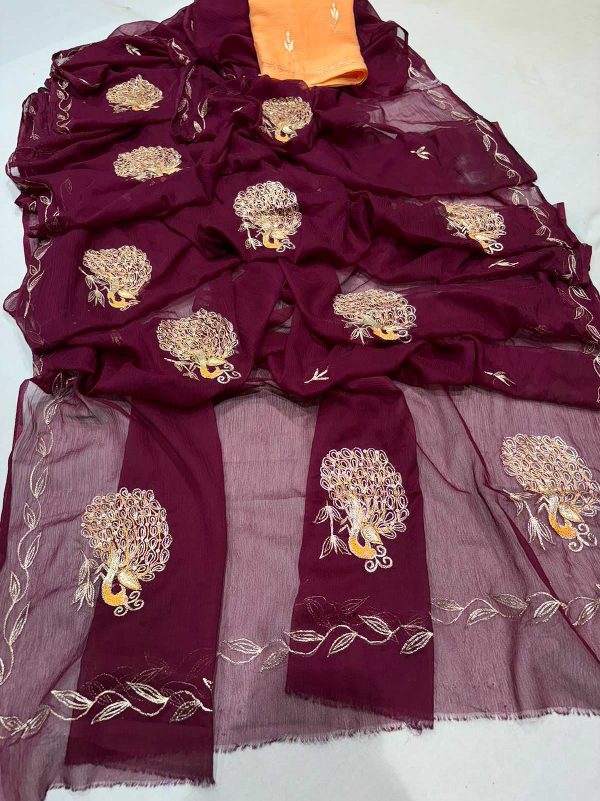 Chiffon Nsd 40 Sarees  Ladies Chiffon Butta Sarees