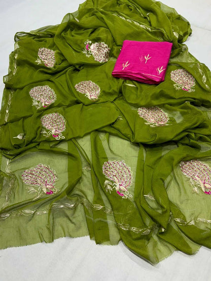 Chiffon Nsd 40 Sarees  Ladies Chiffon Butta Sarees