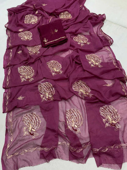 Chiffon Nsd 40 Sarees  Ladies Chiffon Butta Sarees