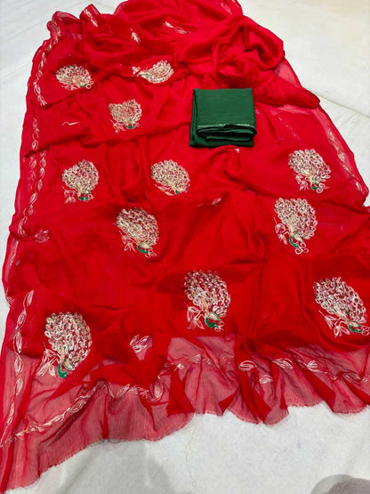 Chiffon Nsd 40 Sarees  Ladies Chiffon Butta Sarees