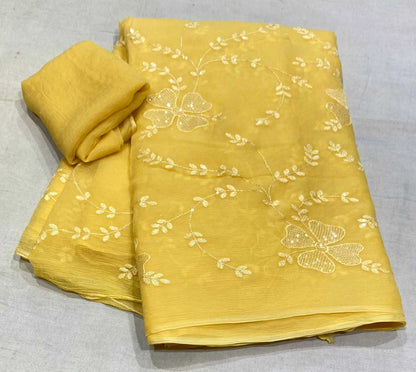 Chiffon Nsd Stock Sarees  Ladies Printed Chiffon  Sarees