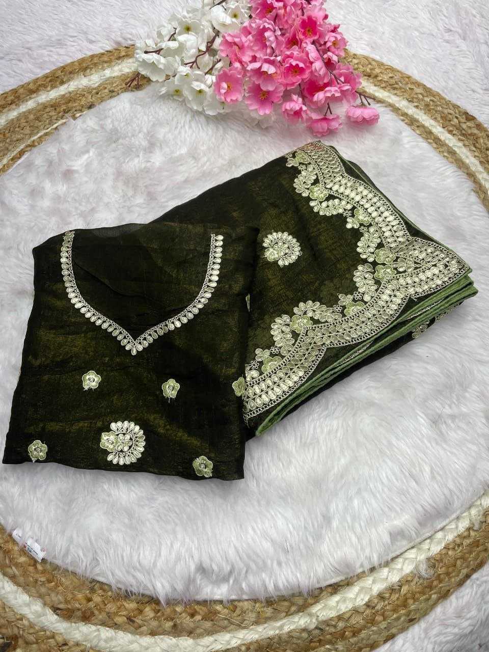 Chiffon Rin143 453 Sarees  Chiffon Gota Patti Work Embroidered Cutwork Diwali Colections Sarees