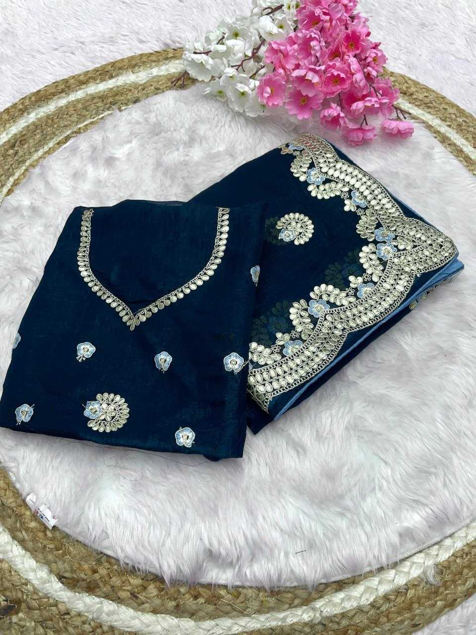 Chiffon Rin143 453 Sarees  Chiffon Gota Patti Work Embroidered Cutwork Diwali Colections Sarees