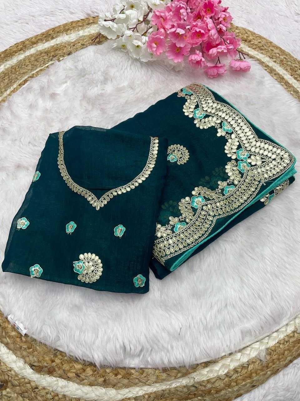 Chiffon Rin143 453 Sarees  Chiffon Gota Patti Work Embroidered Cutwork Diwali Colections Sarees